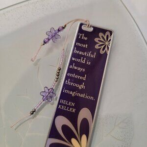 Sacchi Metal Bookmark Purple Floral Boho - Helen Keller Quote